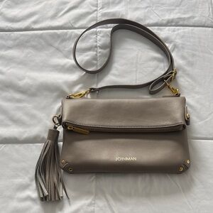 Joy & Iman Leather Adjustable Crossbody Bag With Tassel.